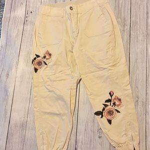 NWT Lane Bryant Khaki Embroidered Ankle Pants